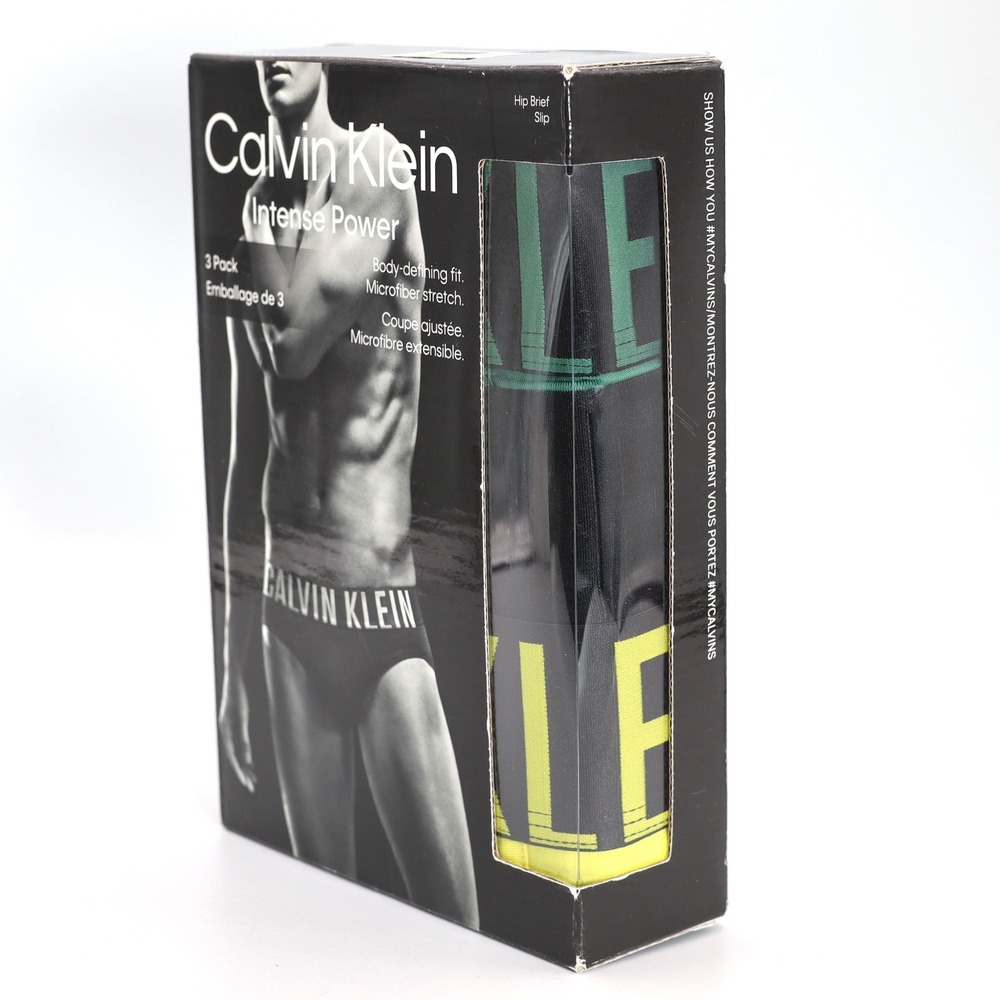 Calvin Klein Hip Briefs Men Medium Black Intense Power 3 Pack Microfiber Stretch
